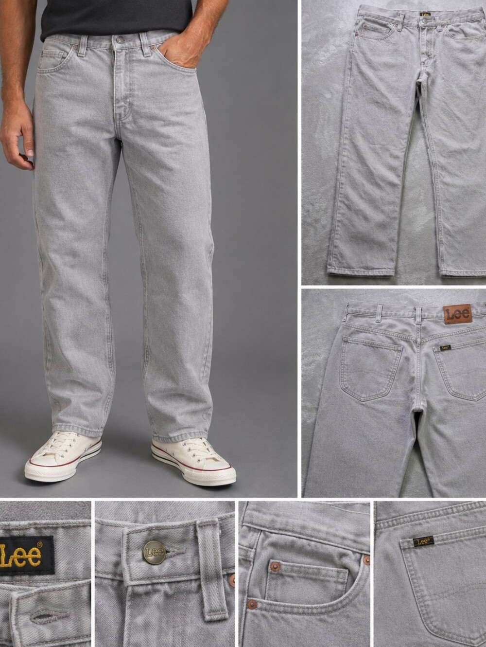 Lee Men's Gray Jeans 36x30 Regular Fit 100% Cotton